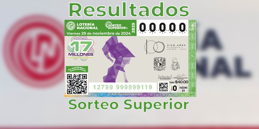 Resultados del Sorteo Superior 2829 del 29 de noviembre del 2024 de Lotería Nacional.