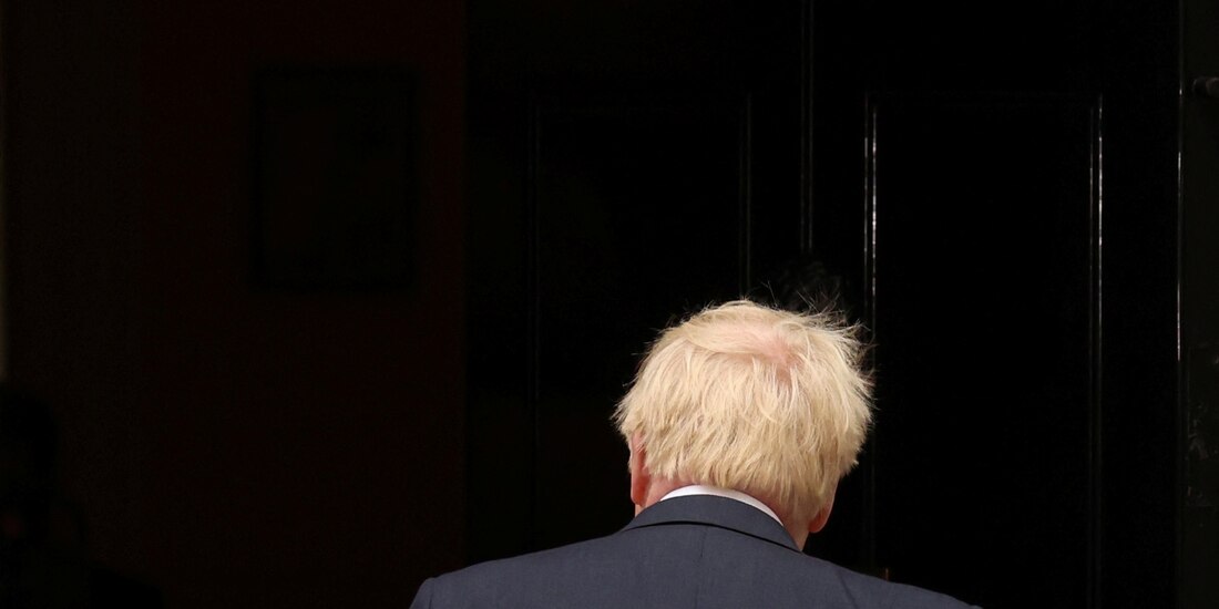 Boris Johnson, ayer tras anunciar su dimisión.