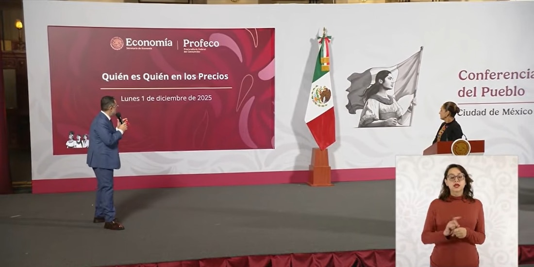 Iván Escalante, titular de Profeco, en la Mañanera de Sheinbaum.