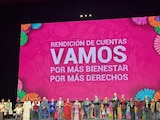 Clara Brugada, jefa de Gobierno, durante la Asamblea Informativa de rendición de cuentas.