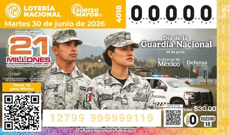 El Sorteo Mayor 4018 está dedicado al Día de la Guardia Nacional.