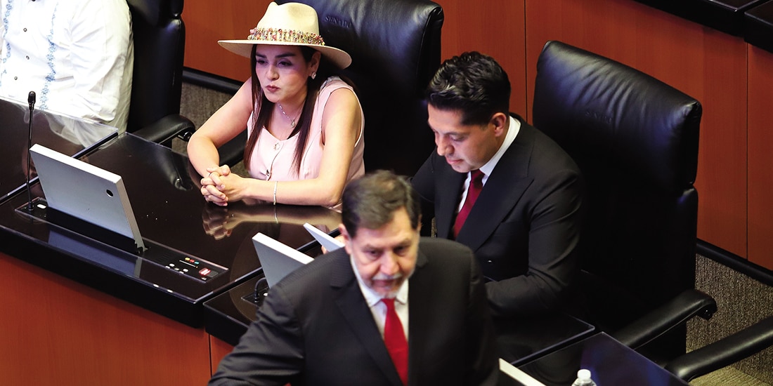 Grecia Quiroz, presidenta municipal de Uruapan, ayer, en el Senado de la República.