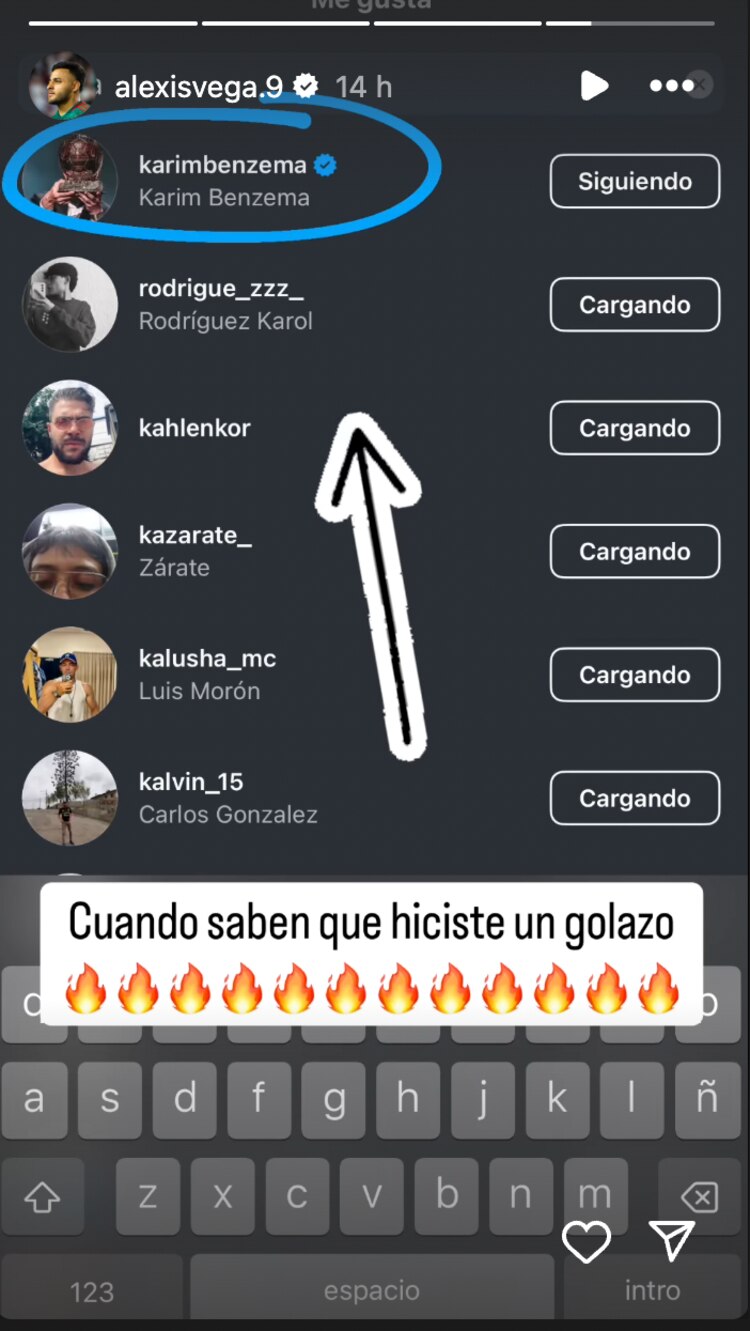 Karim Benzema reacciona al gol de Alexis Vega