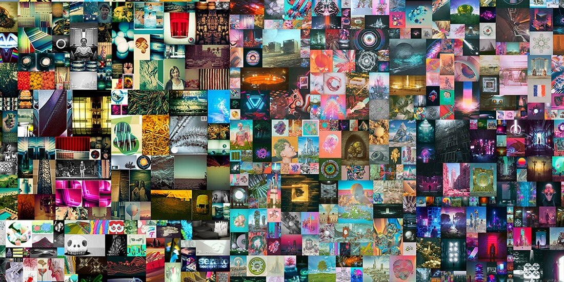 Detalle del mural “Everydays: the first 5000 days”, un NTF del artista Beeple.