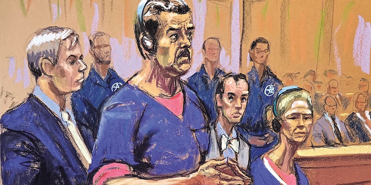 Nicolás Maduro y Cilia Flores durante su comparecencia con los abogados defensores, ayer.