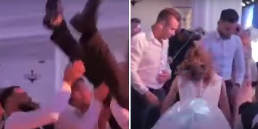 Los amigos lanzaron al novio y este sufrió una peligrosa lesión