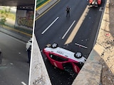 Cae taxi de puente de Periférico Norte y muere conductor.