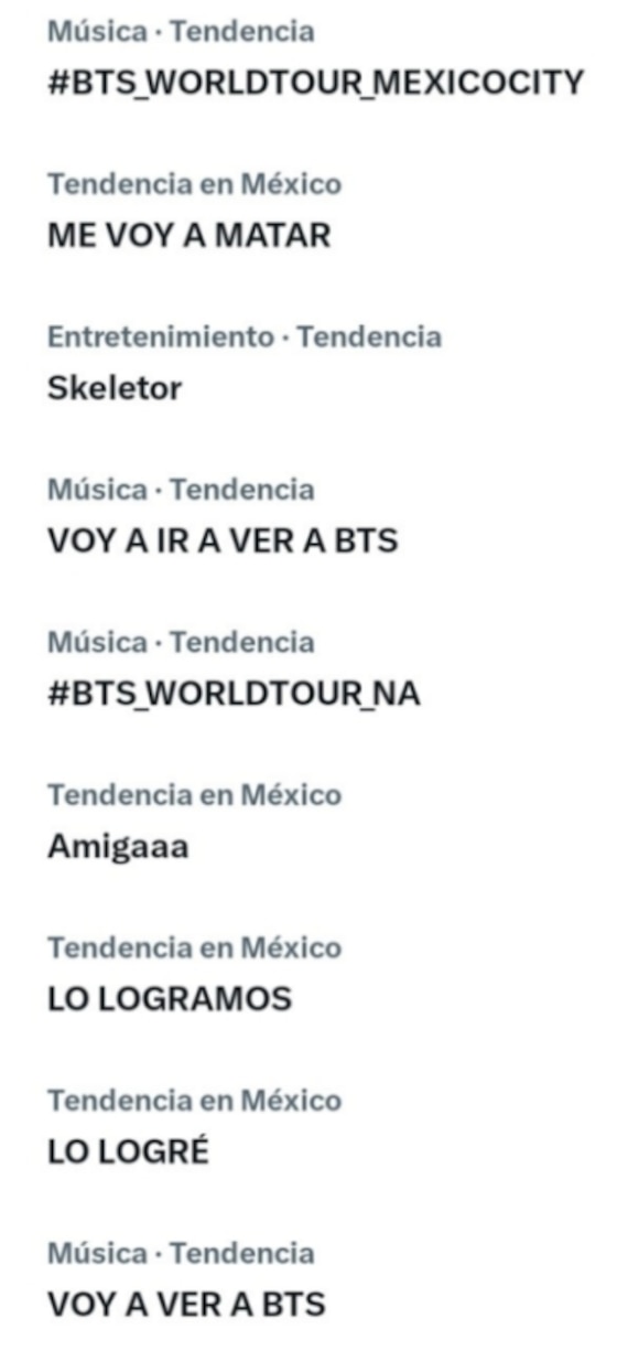 Tendencias en X por preventa de boletos para el concierto de BTS