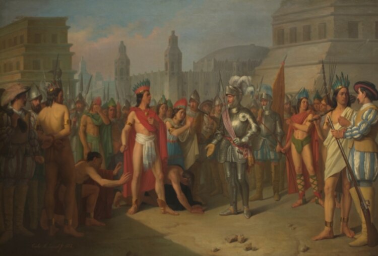 Prisión de Guatimocín, último emperador
de los mejicanos...
Artista: Carlos
María Esquivel y Rivas
Año: 1854