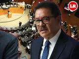 A la derecha, el coordinador de Morena en el Senado, Ignacio Mier; a la izquierda, Rubén Rocha Moya.