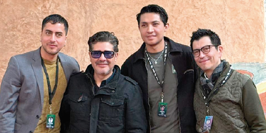 El actor Romanni Villicaña, Miguel Ángel Marín de Feratum, el director Sandro Arceo, y el productor Fernando Montes.