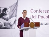La Presidenta Claudia Sheinbaum, ayer, en conferencia de prensa.