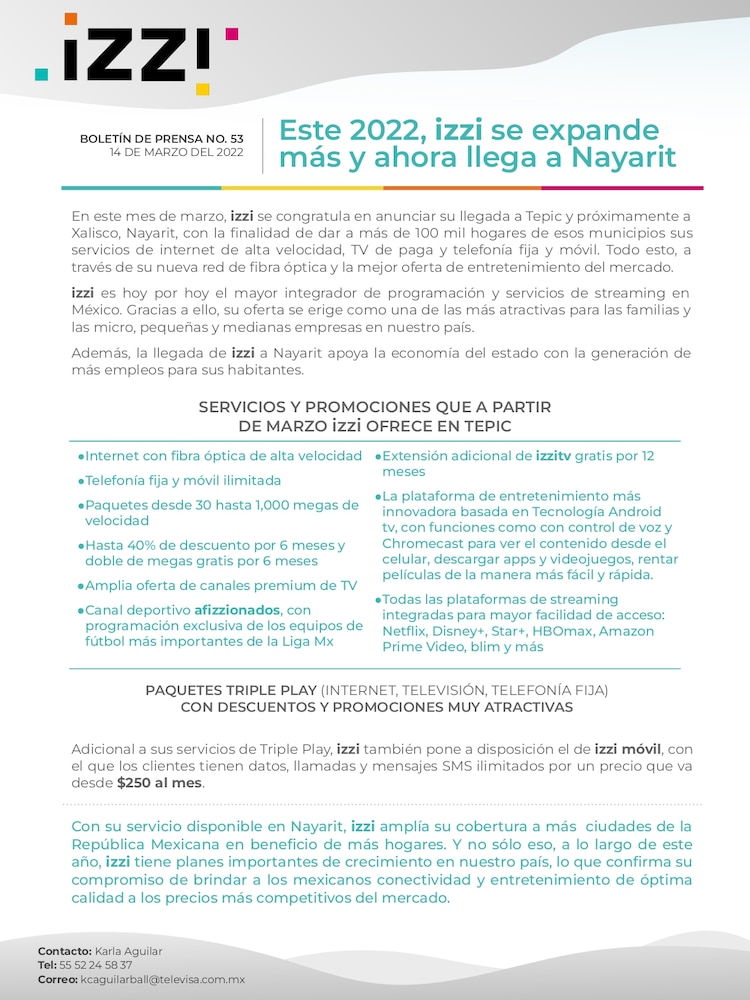 Este 2022, izzi se expande más y ahora llega a Nayarit.