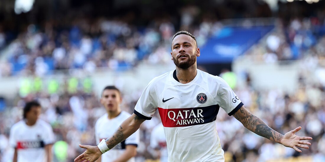 Neymar celebra un gol con el PSG en el amistoso contra Jeonbuk Hyundai, el pasado 3 de agosto.