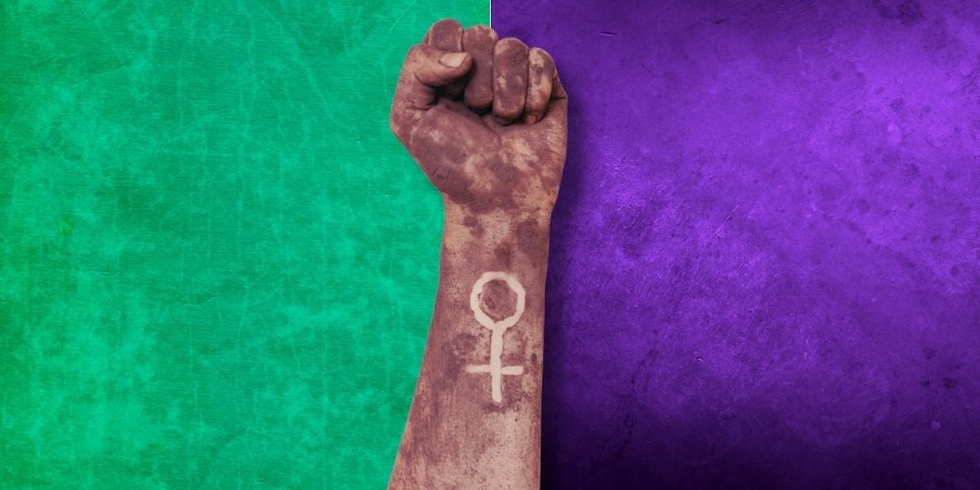 Esta es la explicación de los colores del 8M, morado y verde.