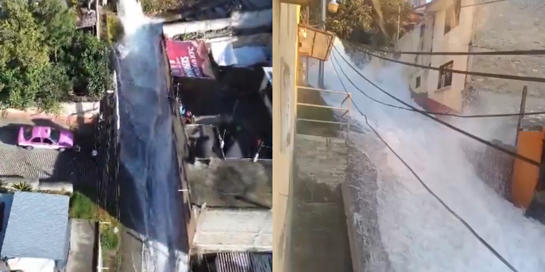 Mega fuga de agua en alcaldía Álvaro Obregón