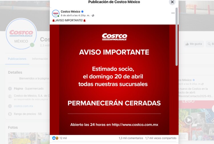 El cierre de sucursales se realizará el Domingo de Pascua.