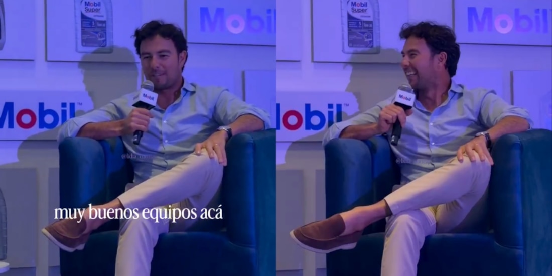 Checo Pérez durante una conferencia en Guadalajara.