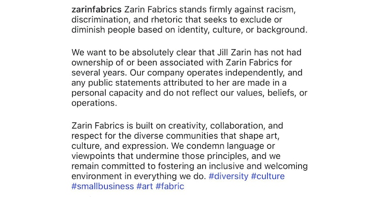 Declaración de Zarin fabrics
