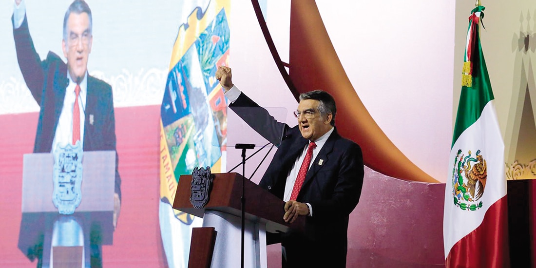 EL GOBERNADOR Américo Villarreal, en su Cuarto Informe de Gobierno.