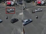 Cámaras del C5 captaron el momento en el que el automóvil embiste a la motoclicleta.