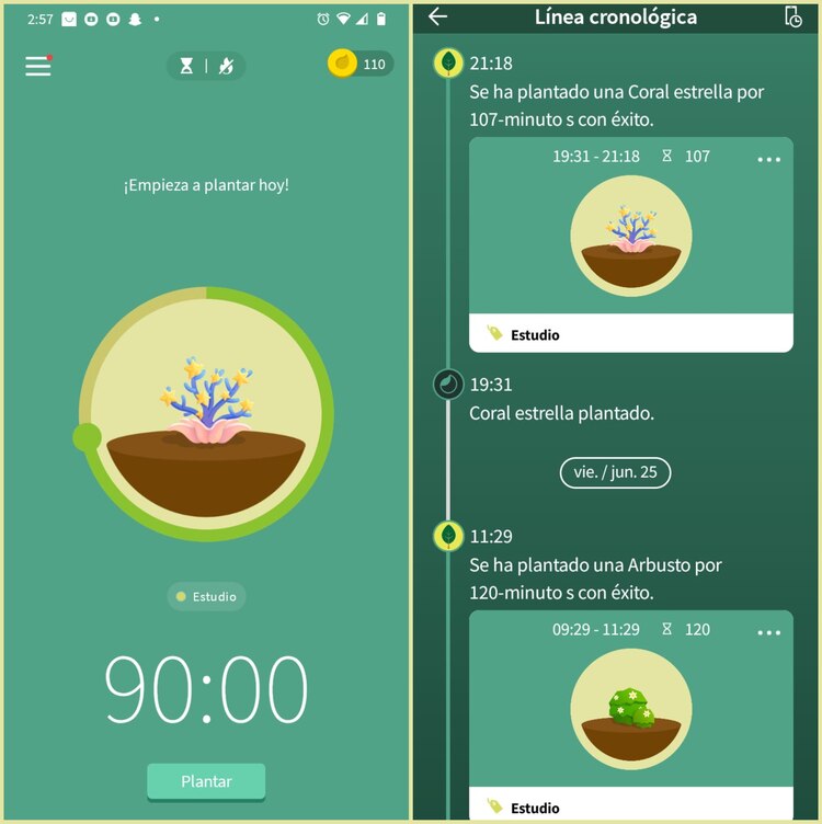 Gracias a Forest puedes enfocarte en la realización de tus tareas o pendientes laborales