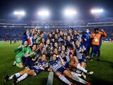 Jugadoras de Rayadas celebran el título de la Liga MX Femenil