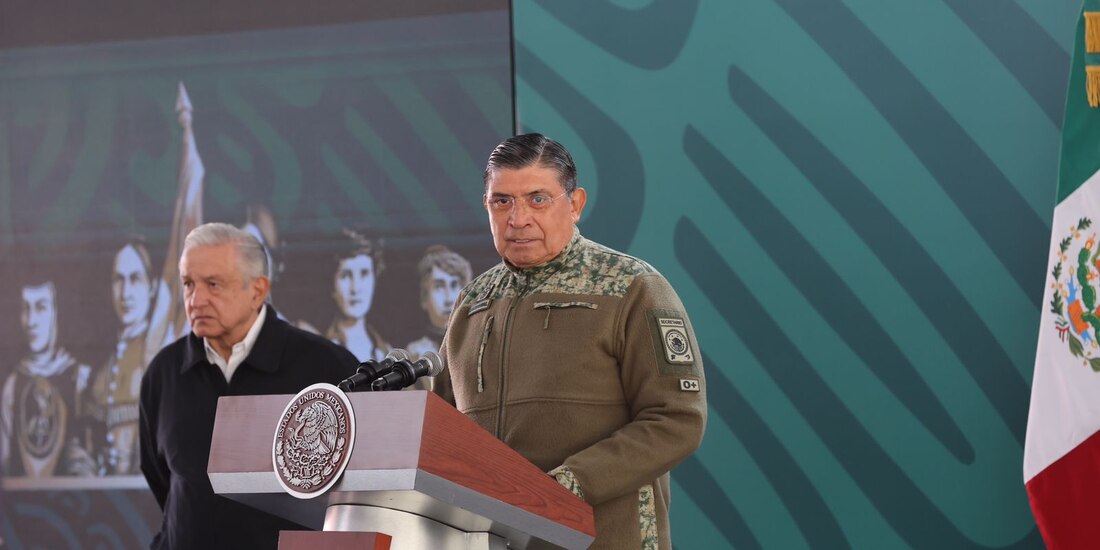 Luis Cresencio Sandoval, titular de la Sedena, en la conferencia de AMLO, desde Michoacán.