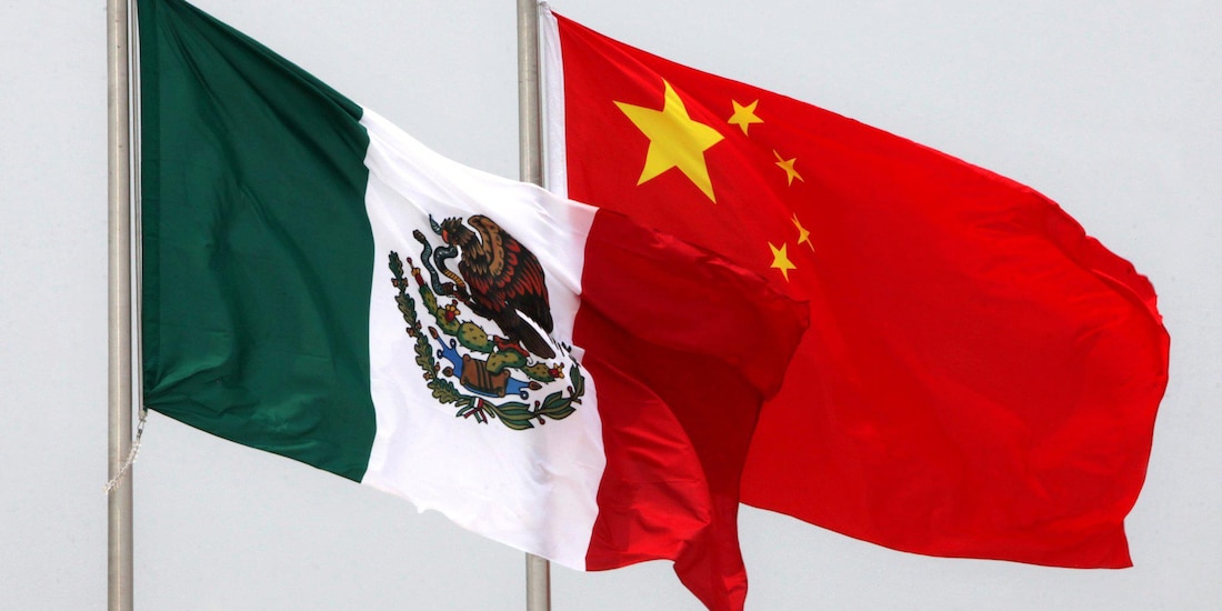 Banderas de México y China, en una fotografía ilustrativa.