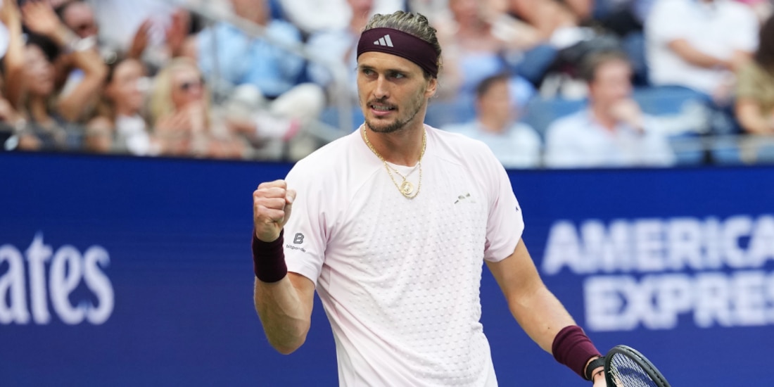 Alexander Zverev celebrando un punto ante Ben Shelton.