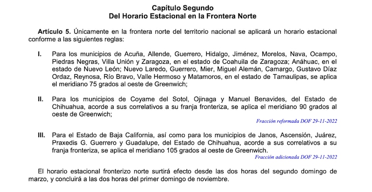 Ley de los Husos Horarios.