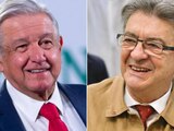 Jean-Luc Mélenchon, líder de la izquierda francesa (der.), se reunió con el Presidente Andrés Manuel López Obrador (izq.).