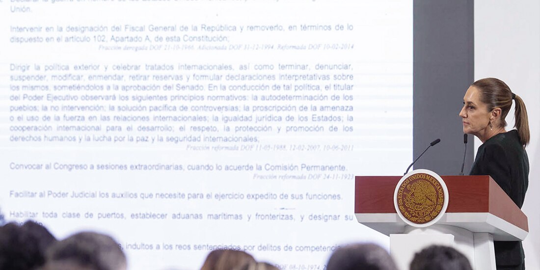 La presidenta Claudia Sheinbaum, ayer, en conferencia de prensa.