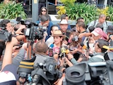 LA PRESIDENTA municipal de Uruapan, Grecia Quiroz García, al acudir ayer a la FGR.
