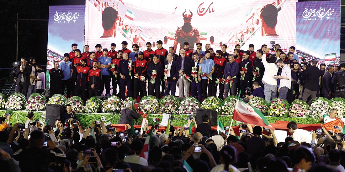 Ceremonia de despedida para la selección nacional de futbol de Irán, ayer.