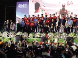 Ceremonia de despedida para la selección nacional de futbol de Irán, ayer.