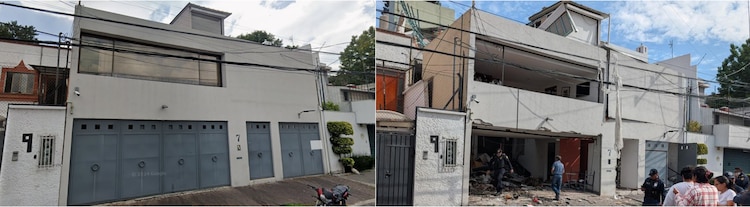 Antes y después de la explosión en vivienda de la alcaldía Álvaro Obregón.