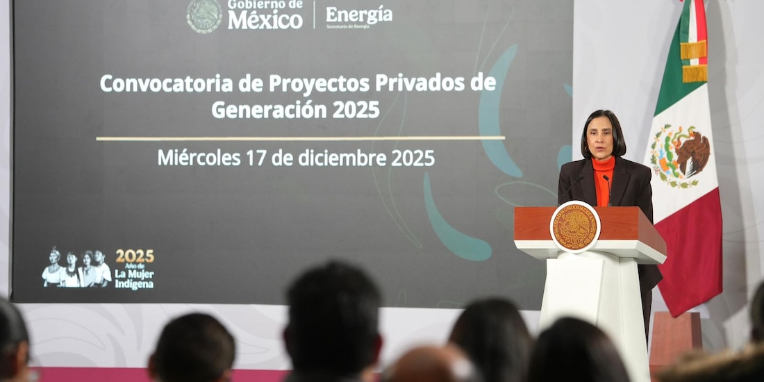 La titular de Energía esta mañana en Palacio Nacional.