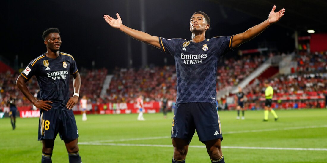 El inglés celebra una de sus anotaciones como merengue.