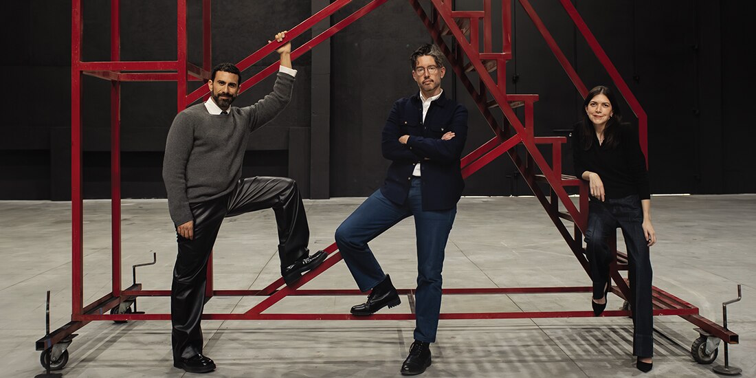 Los socios de Material: Marcos Ruiz (izq), Brett Schultz e Isa Castilla.