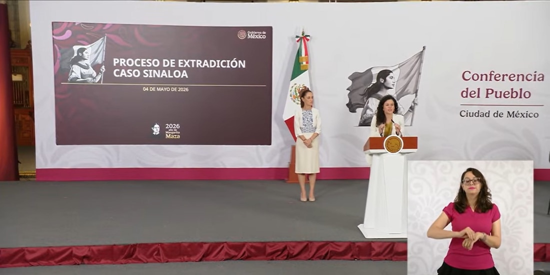 Luisa María Alcalde Luján esta mañana en Palacio Nacional.