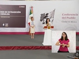 Luisa María Alcalde Luján esta mañana en Palacio Nacional.