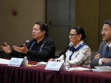 De izq. a der.: Mario Delgado, Rosa Icela Rodríguez y Martí Batres.