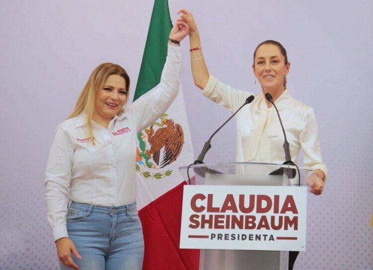 Claudia Delgadillo con Claudia Sheinbaum en Jalisco