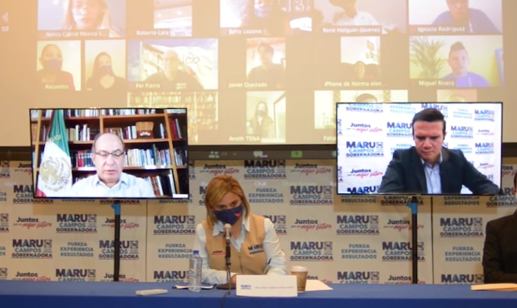 Maru Campos, el sábado, al recibir la adhesión de México Libre en voz del expresidente Felipe Calderón.