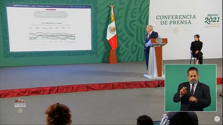 El Presidente AMLO este miércoles en su tradicional conferencia de prensa en Palacio Nacional.