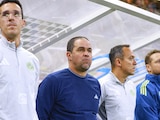 André Jardine y su cuerpo técnico antes de un partido de la Liga MX