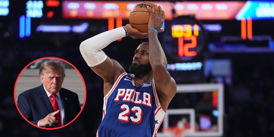 LeBron James durante su primer partido con los 76ers.