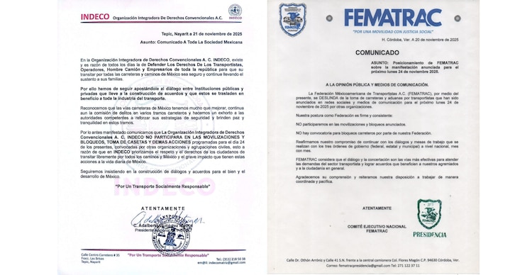 Comunicados de transportistas