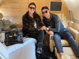 Georgina Rodriguez y Cristiano Ronaldo en el avión privado del futbolista luso.